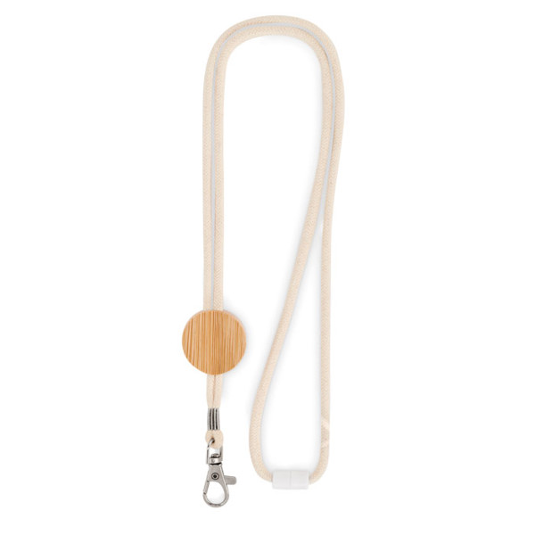 Kara cotton lanyard, 50 cm, bamboo detail