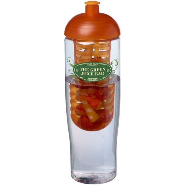Bidon H2O Tempo® o pojemności 700 ml z wypukłym wieczkiem zmożliwością przyrządzania wody smakowej - Przezroczysty / Pomarańczowy