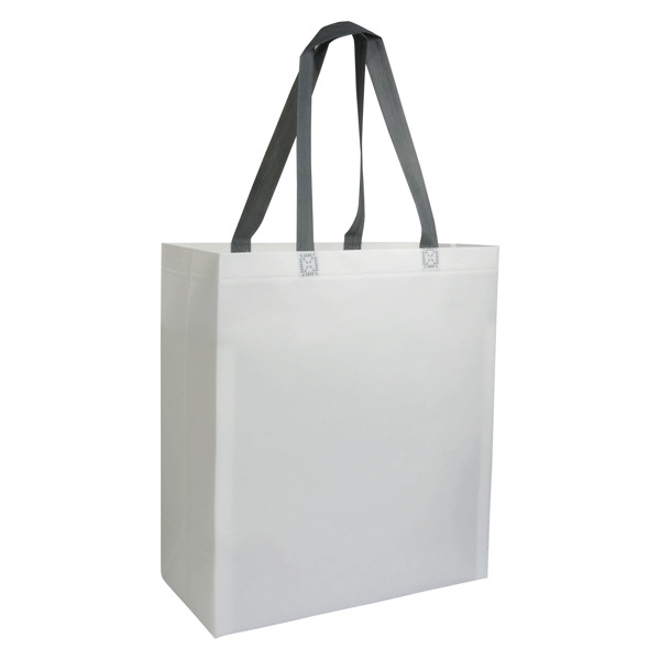 Laminated, Heat-Sealed 100 G/M2 Non-Woven Fabric Shopping Bag With Gusset And Long Handles - White