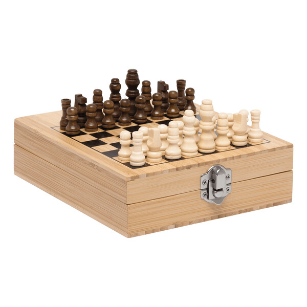 Wine set with chess game BAMBOO CHESS