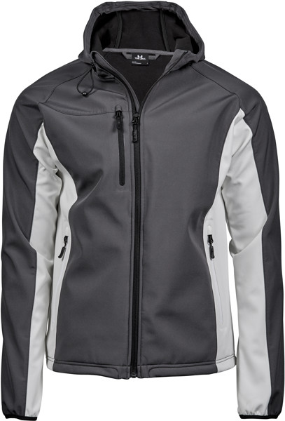 Moška triplastna softshell jakna s kapuco Tee Jays | TJ 9514 - Temno siva / bela / S