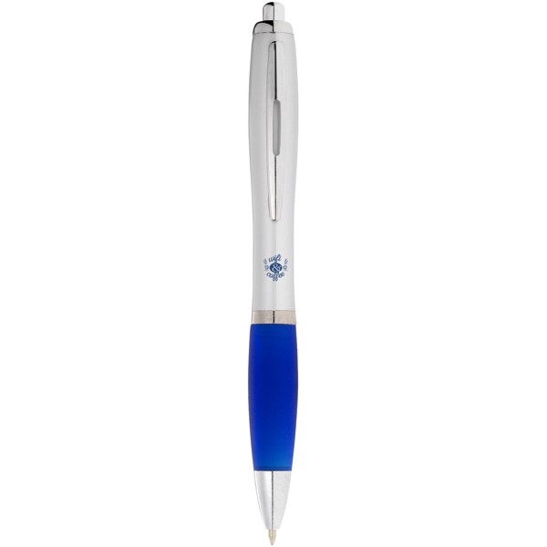 Nash ballpoint pen silver barrel and coloured grip - Silver / Royal Blue