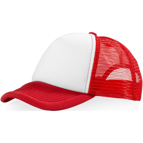 Boné de 5 painéis de 100 g/m² Trucker - Vermelho / Branco