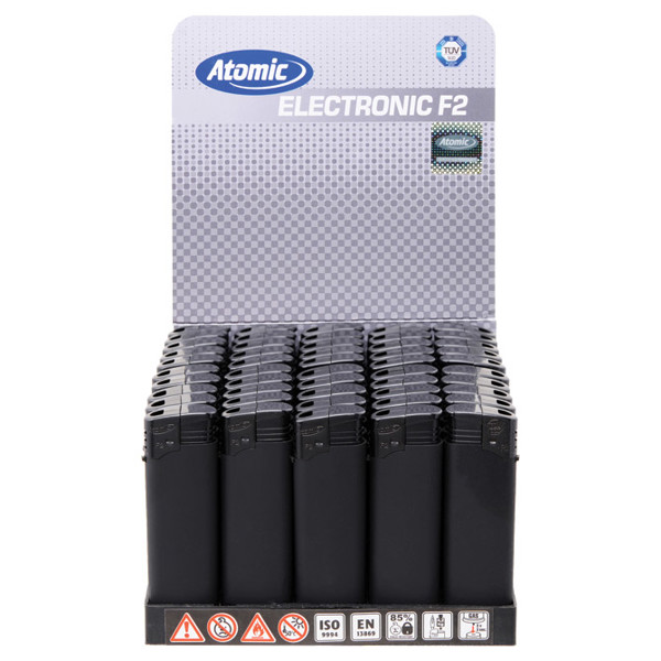 Electronic lighter, rubberized matte Atomic F2 Rubber, black/black
