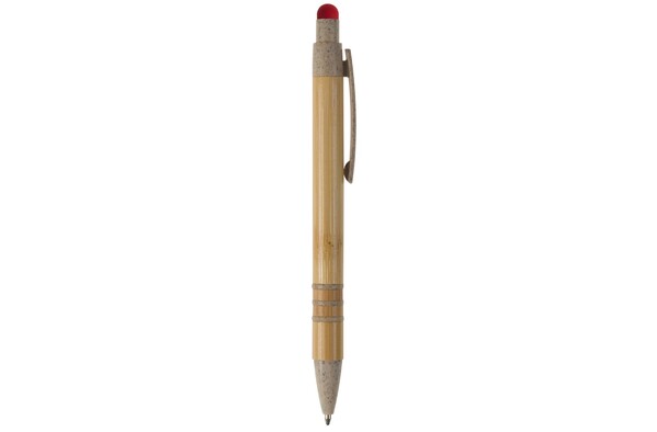 Stylo bille en bambou et paille de blé - Beige / Rouge