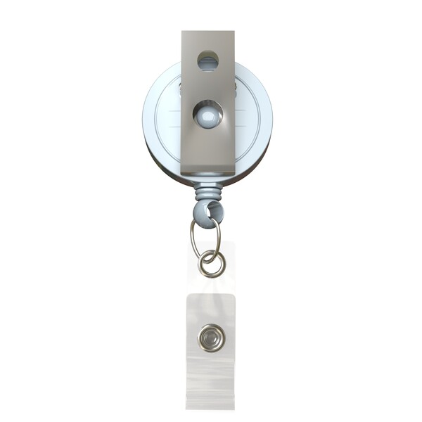 Retractable badge reel in round shape with ⌀2.8cm logo - Medium Grey / Bull Dog Clip