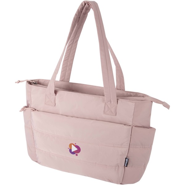 Tote bag per portatile da 15,6" in materiale riciclato certificato GRS Puffer - 18L - Rosa polveroso