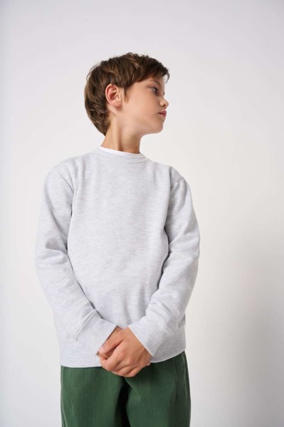 Kids' Basic Round Neck Sweatshirt - Ideal White / 10/12