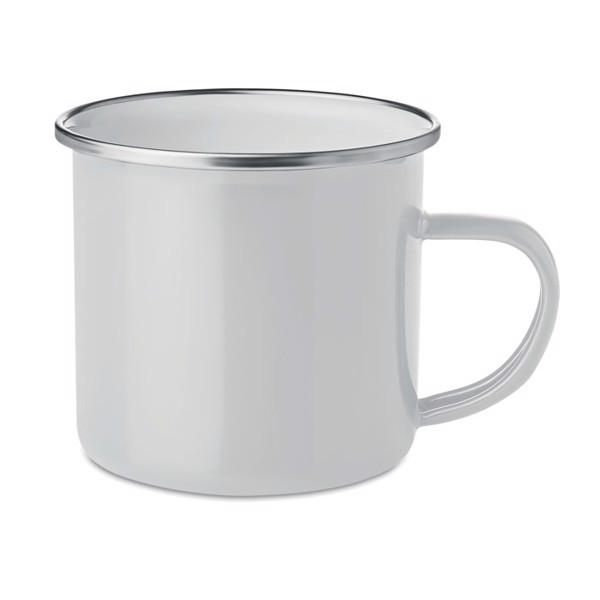 Metal mug with enamel layer Plateado - White