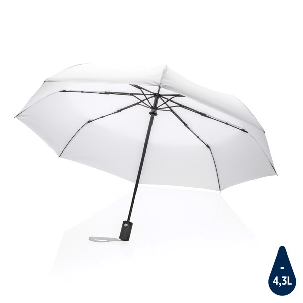 Impact Aware™ RPET dežnik, z avto. odpiranje/zapiranje, 106 cm -Bela