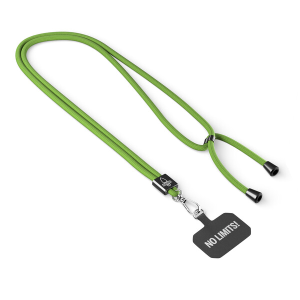 Modny, dwukolorowy uchwyt na telefon typu crossbody z poliestru - Limonkowa zieleń / Czany haczyk i akcesoria