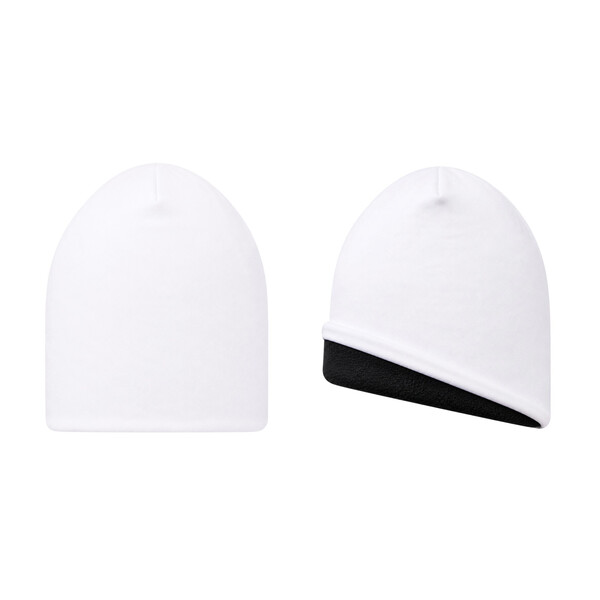 Full colour polyester beanie with fleece lining. - Full colour