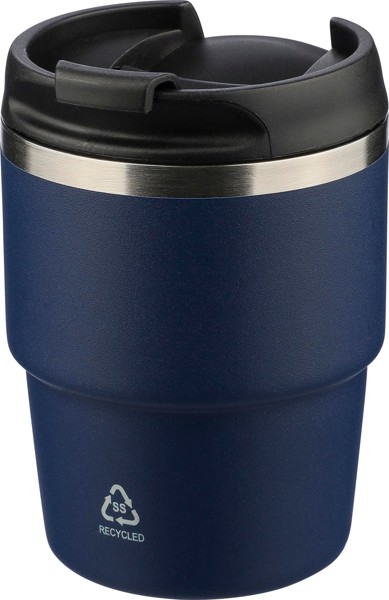 ￼Gerecycled roestvrijstalen dubbelwandige drinkbeker (175 ml) Oli - wit