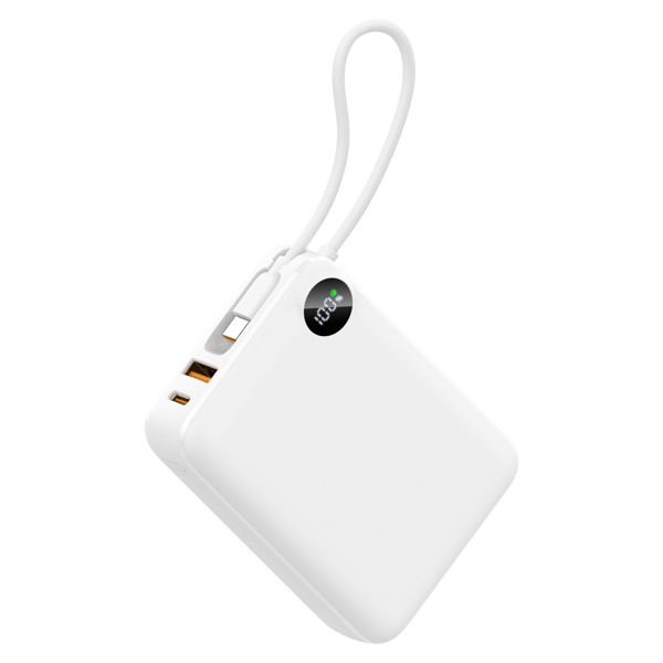 Compact power bank 20000mAh with LED display - WHITE