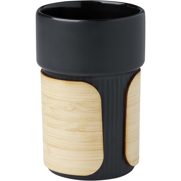 Gobelet Fika de 340 ml avec couvercle en bambou - Noir