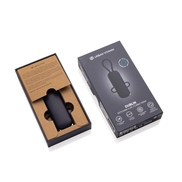 Câble 100W porte-clés 4-en-1 Urban Vitamin Dublin - Bleu