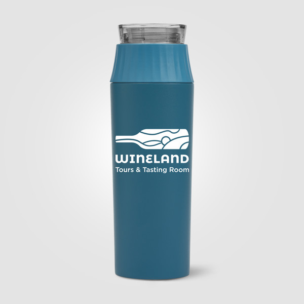 Majesty Recycled Stainless Steel Leakproof Lid Bottle – 590 ml - Steel Blue / Silkscreen