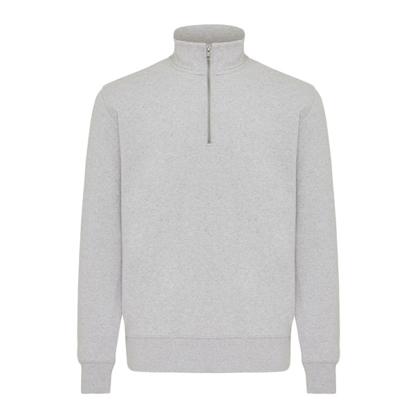 Svetr se čtvrtečním zipem IQONIQ Elgon z recykl. bavlny - Light Heather Grey / L