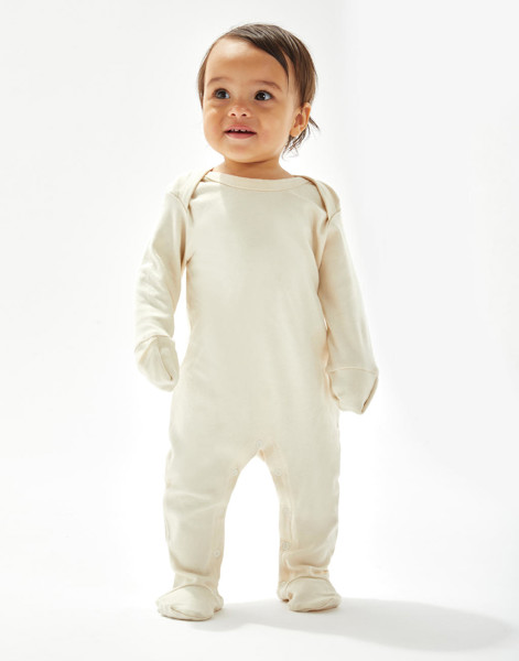 Baby Sleepsuit With Scratch Mitts - Organic Natural / 6-12