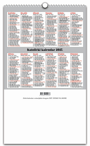 Zidni kalendar s rotacijskim krugom – Idemo na more