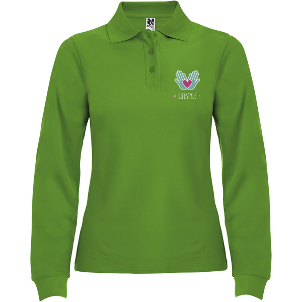 Polo da donna a maniche lunghe Estrella - Verde erba / 2XL