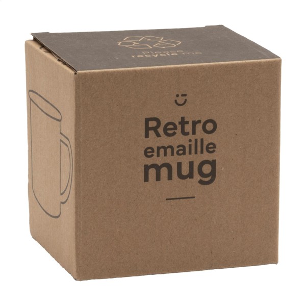 Retro Mug Émail 350 ml - Blanc / Noir
