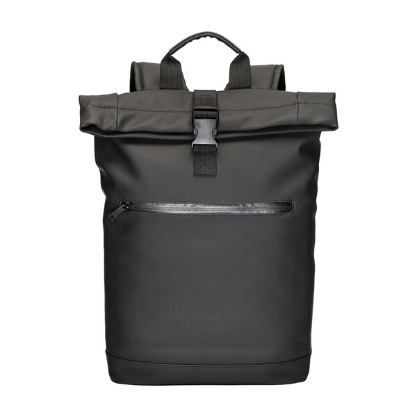 Water-Resistant Soft Pu Laptop Backpack (15") - Black