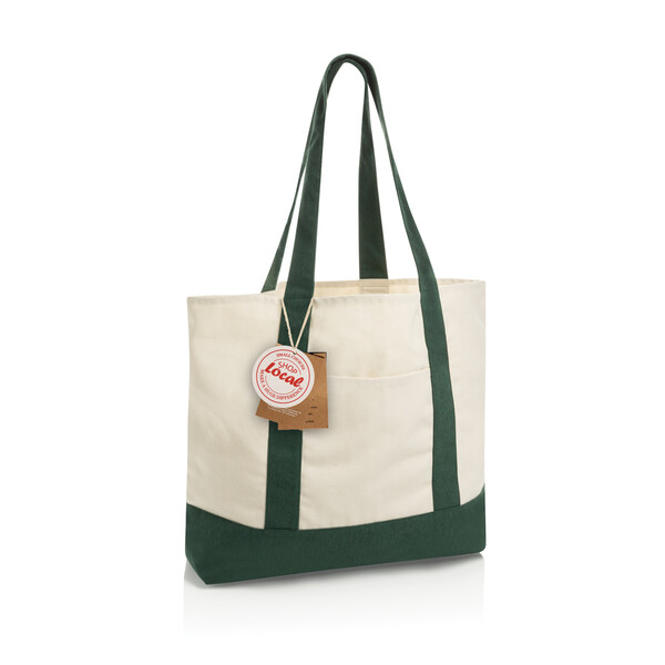 SHOP LOCAL AWARE™ taška z recyklovanej bavlny, 350 GSM - Zelená