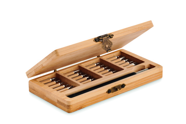 Bamtool precision set, 24-delni, etui iz bambusa