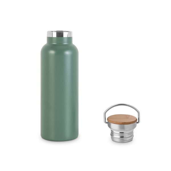 RAGNAR. Dvoustěnná vakuově izolovaná lahev z nerezové oceli (36 % recyklované), 570 ml - Vojenská Zelená