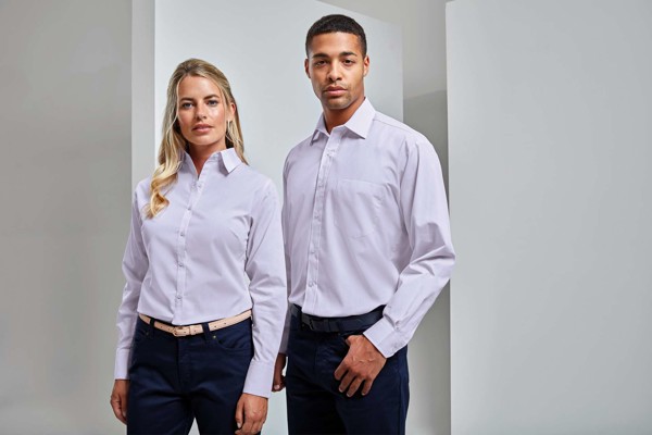 Men's Long Sleeve Poplin Shirt - White / 4XL