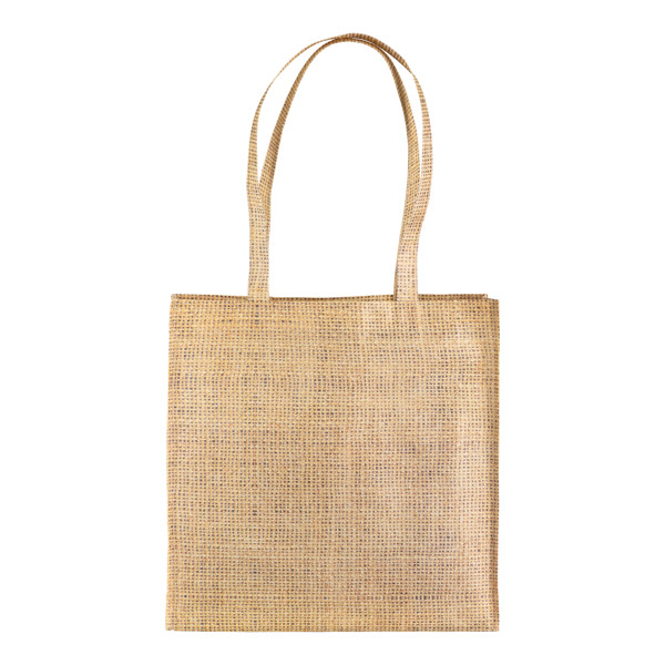 Not Woven Shopping Bag Printed With Jute-Effect,With Long Handles And Gusset