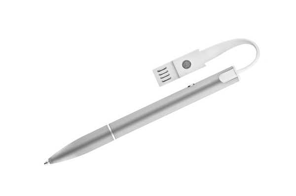 Ball pen with USB cable CHARGE - grey