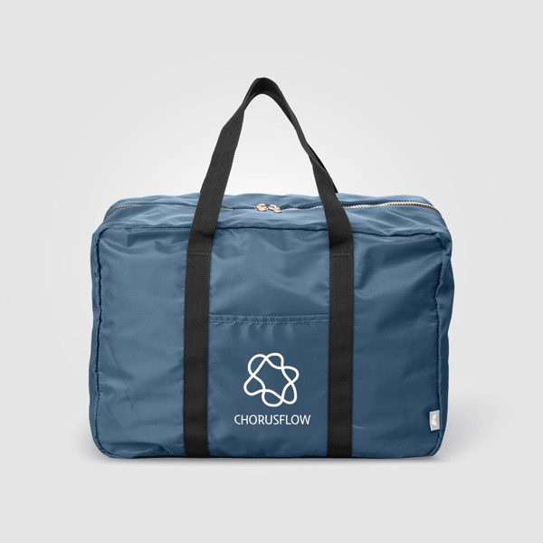 Sac de voyage Aurelia recyclé à double compartiment – 33 L - Bleu marine / Sérigraphie