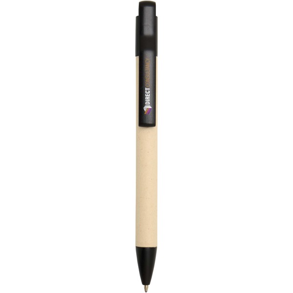 Stylo bille Liliana en papier de canne à sucre (encre bleue) - Noir