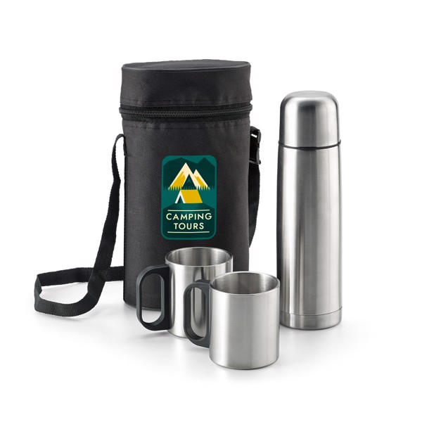 PS - DURANT. Stainless steel thermos and mugs set