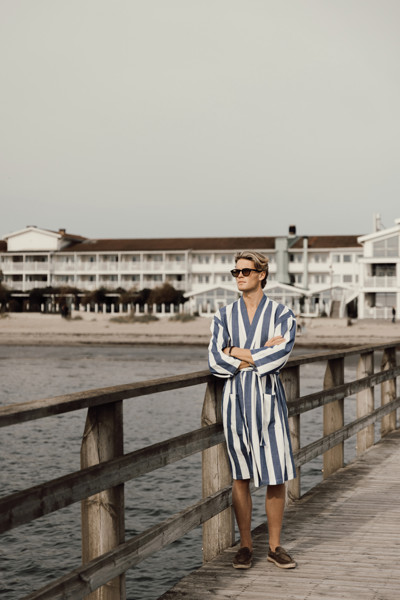 VINGA Peignoir L/XL hammam GRS Ornos - Bleu / Blanc