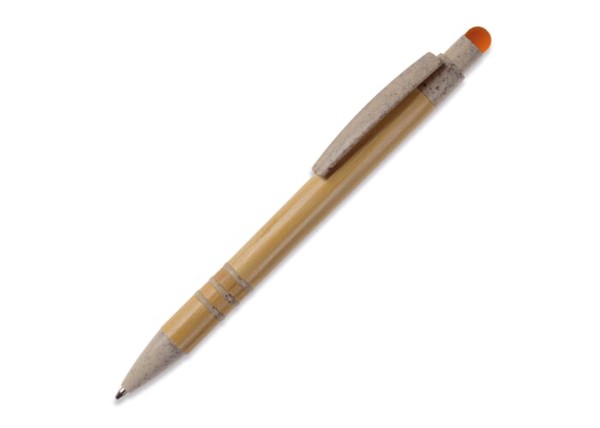 Stylo bille en bambou et paille de blé - Beige / Orange