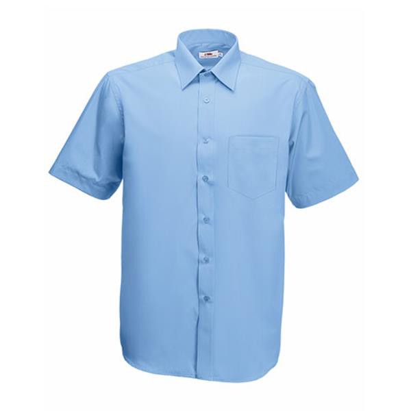 Camisa Poplin Manga Curta 120G - 55% Algodão/ 45% Poliéster - Azul Claro / S