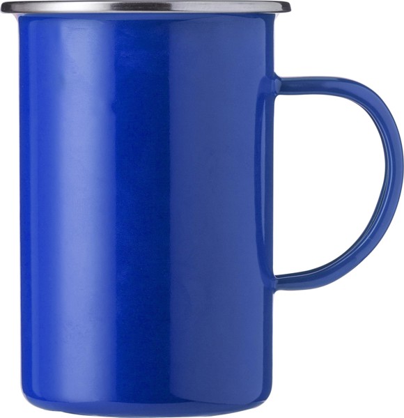 Mug émaillé Ayden | Bord inox | 450 ml - bleu