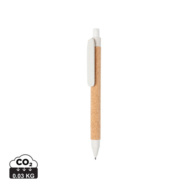 Write wheatstraw and cork pen - White