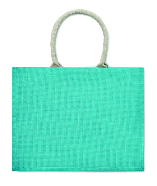 Borsa in iuta. Manici in cotone Aura - Turchese