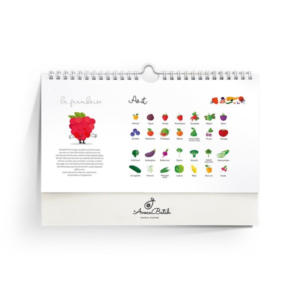 PERPETUAL CALENDAR OF SEASONAL FRUITS & VEGETABLES AND PHONE HOLDER