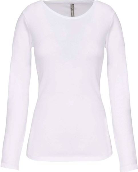 Ladies Long-Sleeved Crew Neck T-Shirt - White / L