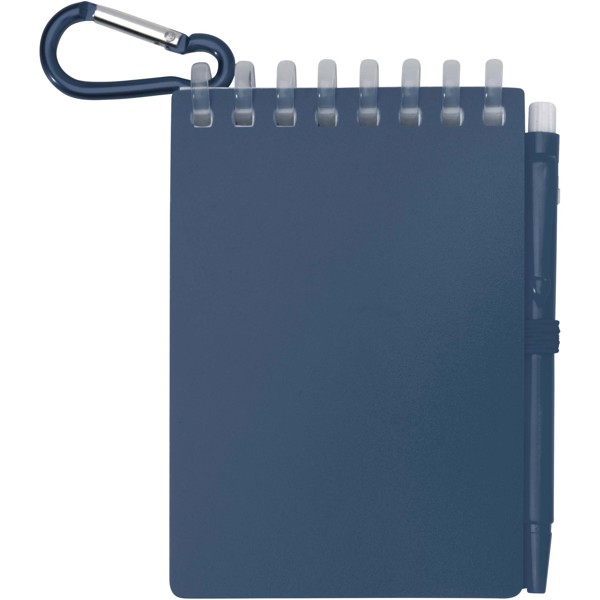 Ensemble carnet souple d’extérieur recyclé et stylo bille (encre noire) Lig Mini - Bleu océan