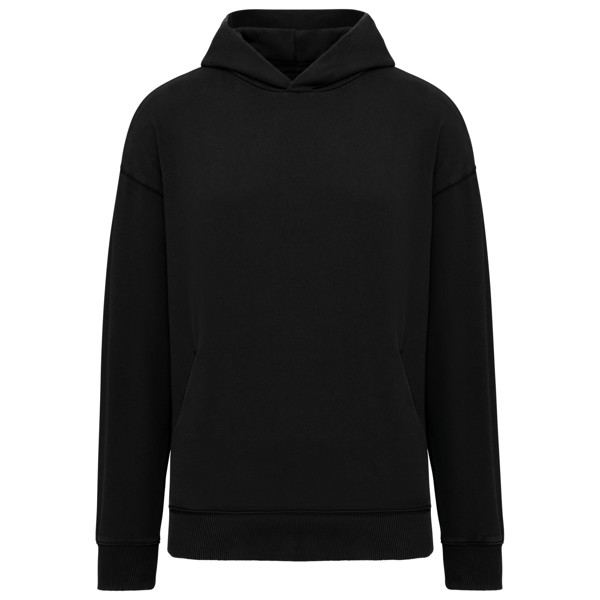 Unisex Washed Effect Oversize Hooded Sweatshirt - Washed Black / 2XL