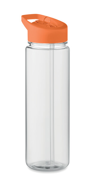 Steklenica iz reciklirane PET plastike s preklopnim pokrovčkom Alabama, 650 ml - Oranžna