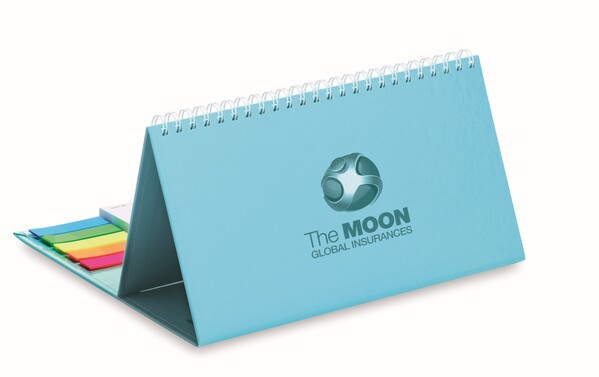Desk calendar with hard cover, markers and memo pad - Full colour