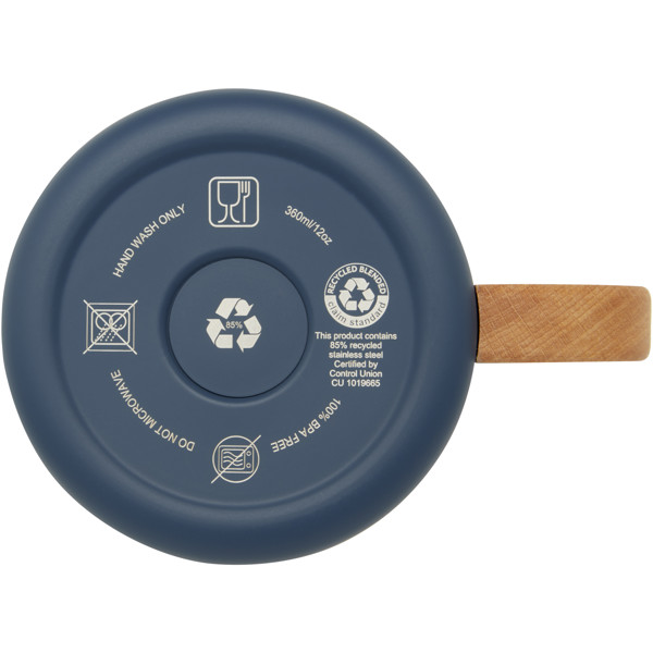 Tasse Bjorn de 360 ml en acier inoxydable recyclé certifiée RCS avec isolation sous vide et couche de cuivre - Bleu foncé