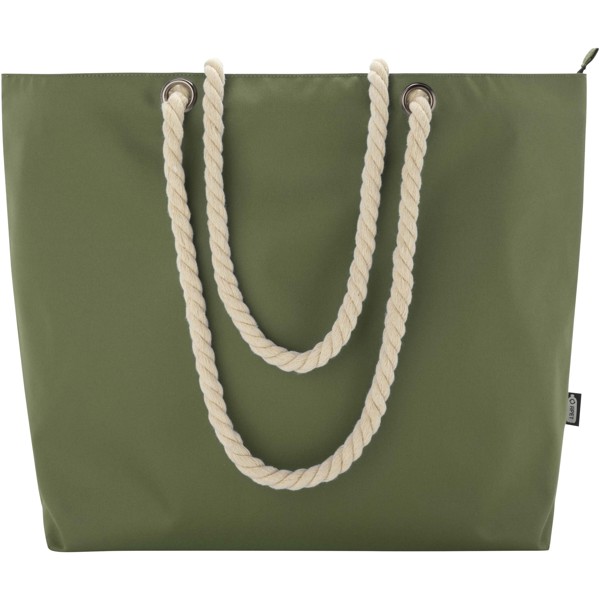 Sac shopping Panama recyclé GRS isotherme de plage avec poignées en cordelette 23L - Olive